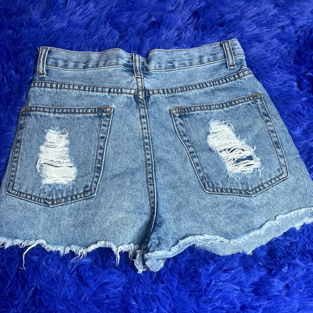 Caffeine Distressed Blue Jean Denim Shorts Size Small Excellent Condition